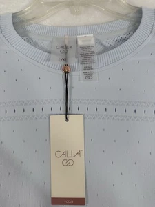 New CALIA Pointelle Seamless Top Light Blue Long Sleeve Large / XL Pilates NWT - Picture 1 of 4