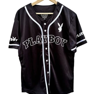 Playboy #53 Baseball Trikot schwarz Knopfleiste Erwachsene Herren Gr. Medium schwarz weiß - Bild 1 von 4