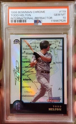 Todd Helton 1998 Bowman Chrome  Refractor International #119 PSA 10 GEM MINT RC - Image 1 of 2