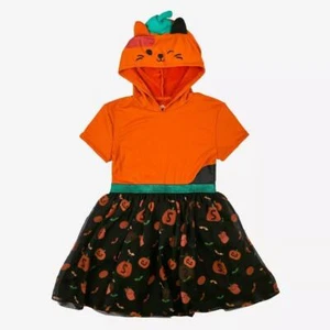 Girls' Squishmallows Halloween Cosplay Short Sleeve Dress - Black/Orange Small - Picture 1 of 5