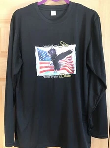 Großes Unisex-Langarmshirt "Land of the Free Home of The Brave" schwarz neu ohne Etikett - Bild 1 von 10