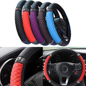 Pink Car Steering Wheel Cover PU Leather Diamond Accessories Universal 15''/38cm - Bild 1 von 16