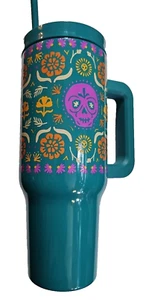 Day of the Dead / Dia de los Muertos Sugar Skull Tumbler 40 oz. w/ Lid & Straw - Picture 1 of 5