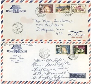 Fr. Polynesia 1966 &1969 "Hotel Tahiti" Air Env (Diff Types) w/2 or 3 Stamps - Picture 1 of 2