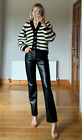 Zara New Woman Full Length Faux Leather Straight Leg Pants Black 4387/203 L-Xl