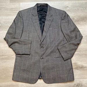 46L Jos A Bank Jacket Blazer Black Tan Houndstooth Silk Wool Single Breasted EUC - Picture 1 of 14