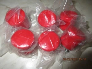 6 Vintage Knobs Wardrobe RED Plastic Pulls Cylinder Finger Grip Cabinet Drawer - Picture 1 of 7