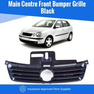 Fits VW Polo 9N 2001-2005 Main Centre Front Bumper Grille Black - Picture 1 of 12