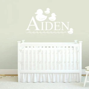 Custom Name With Ducks Wall Decal - Personalized Animal Nursery & Kids Room - Picture 1 of 2