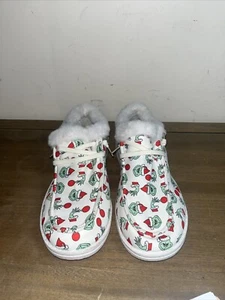 Dr. Seuss Grinch W/ Santa Hat Slippers Fleece Lined US 8-8.5 - Picture 1 of 14