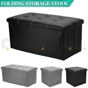 Folding Ottoman Storage Cube Footstool Stool Blanket Box Pouf Seat Bench Linen - Picture 1 of 20