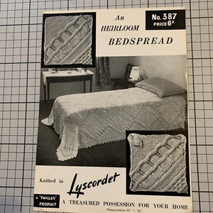Lyscordet Knitting Pattern Beautiful Heirloom Design Bedspread Throw 93” x 76” - Picture 1 of 3