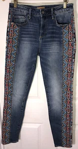 Driftwood Jackie Women's Jeans Sz 26 Aztec Embellished Embroidered Beaded Sides - Picture 1 of 9