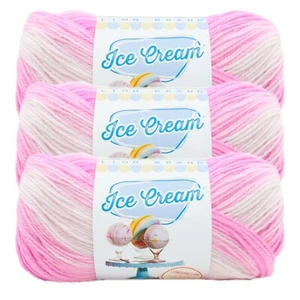 (3 Pack) Lion Brand Yarn 923-209X Ice Cream Baby Yarn, Birthday Cake - Picture 1 of 9
