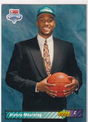 1992-93 UPPER DECK RC ALONZO MOURNING ROOKIE HEAT HORNETS BASKETBALL JC-4535 - Image 1 of 2