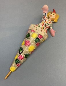 Vintage Pop Up Clown on a Stick in Cone Puppet Doll Toy