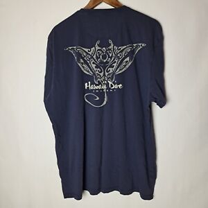 Crazy Shirts T-Shirt Mens 2XL XXL Blue Short Sleeve Pima Cotton Hawaii Sting Ray