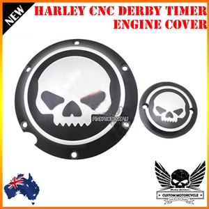 Cubierta negra CNC calavera temporizador motor Harley XL Sportster 883 1200 hierro 48 72 - Imagen 1 de 2