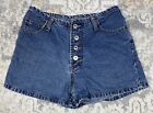 Vintage 90er Jahre Breaker Jeans Damen Größe 7 Hot Pant Knopfleiste blau Denim Shorts