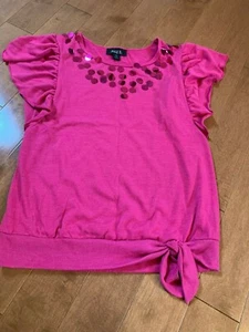 Ally B. Girls Casual Top, Pink , size XL (16), with Frilly Sleeves  - Picture 1 of 4