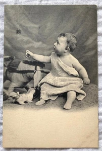 RPPC Postkarte, Little Miss Muffet, Baby mit Spinne, H.V. & Co, unbenutzt, Vintage - Bild 1 von 3