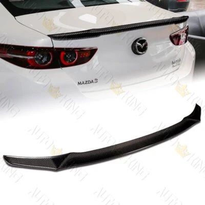 FIT 19-22 MAZDA 3 AXELA SEDAN V-STYLE REAL CARBON FIBER TRUNK LID SPOILER WING - Image 1 of 4