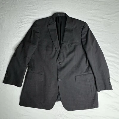 BOSS by Hugo Boss Black Pinstripe Sport Coat Size 46R Single Breasted 2 Buttons - Image 1 of 4