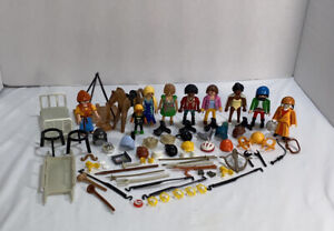 Vintage Lot Of 77 Geobra Playmobil People Horse Figures And Accessories And More