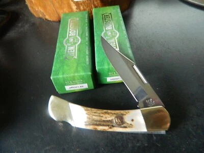 NAVAJA DE BOLSILLO HEN & ROOSTER 4 1/4" MANGO DE CIERVO CARPETA DE BLOQUEO 1095 HOJA INOXIDABLE Foto 1 de 4