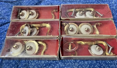 Lot of 6 nos drawer pulls 3 1/2" hole center Sears white and gold U.S.A. - Image 1 of 4