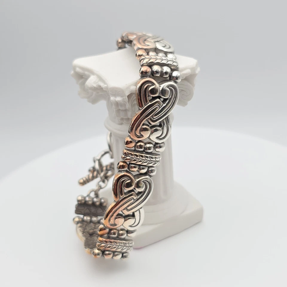 Brazalete de eslabones corazones entrelazados Brighton placa de plata de 2 tonos 7,5" ¡ENVÍO GRATUITO DE $!! Foto 1 de 4