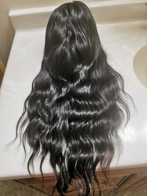 Quality European Full Lace Light Wave Color 1B Human Hair wig 24" Great  - Image 1 of 4