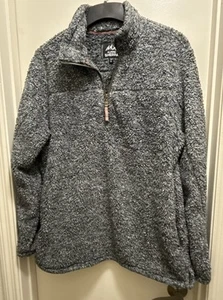 Pullover Grizzly Sherpa Light Gray 1/4 Zip Soft Fuzzy Sweater Size Large - Picture 1 of 4