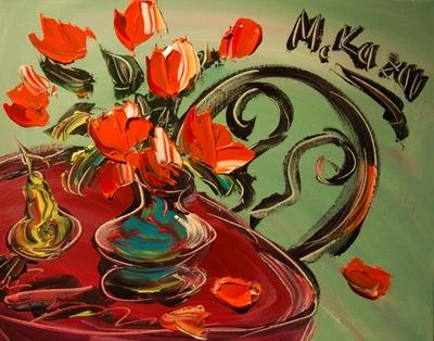 Pintura al óleo original de tulipanes holandeses por impresionista kazav r34dwd Foto 1 de 4