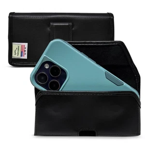 Premium Leather Phone Holster for iPhone 16 Pro, 16e, 15 Pro 14 Pro 13 Pro, M... - Picture 1 of 8