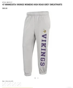 NWT Women’s Minnesota Vikings Jogger Pants Size M Grey Sweatpants 47 Brand - Picture 1 of 2