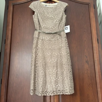 Vestido de encaje manga gorra Anne Klein para mujer talla 6 Foto 1 de 4
