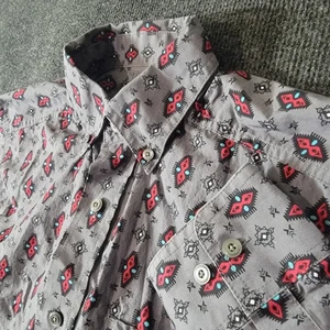 Ariat Fitted Western Long Sleeve Button Down Shirt Mens Small Gray Aztec Print - Picture 1 of 8