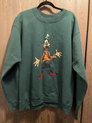 Sudadera Disney Mickey Mouse Vintage Cuello Redondo, Goofy Años 90, Talla XL, Verde Foto 1 de 4