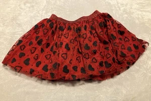 Unbranded Black And Red Heart Tulle Tutu Skirt Girls Size 6 - Picture 1 of 4