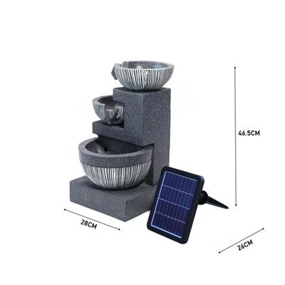 Solar Rock Cascading Fountain Outdoor Garden Water Feature LED Statue Decoration - Image 1 of 4