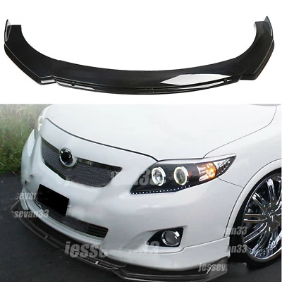Gloss Black Front Lips Splitter Spoiler + Strut Rods Body Kit For Toyota Corolla Foto 1 de 4
