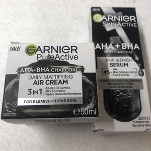 Garnier PureActive AHA+BHA Crema Aria Opacizzante Quotidiana Carbone 50ml + Siero - Foto 1 di 3