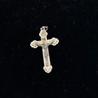 Vintage 2 Tone Old Cross Crucifix Pendant 1.75 Inch Italy