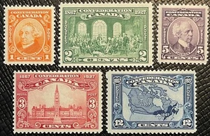 CANADA NO 141 TO 145, 1927 60TH ANNIVERSARY OF CONFEDERATION, FVF MINT H,(KF258) - Picture 1 of 1