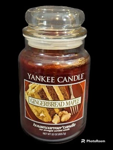 Yankee Candle Gingerbread Maple Large 22 oz Jar Candle White Label Retired - Picture 1 of 10