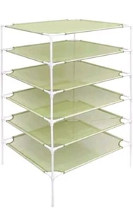 GROWSUN 6-Layer Stackable Sweater Drying Rack Mesh Net Color Green + White - Picture 1 of 8