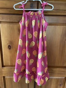 Vintage Gymboree Girls Pink Pineapple Sleeveless Nightgown Size S 5-6 Hawaii - Picture 1 of 3