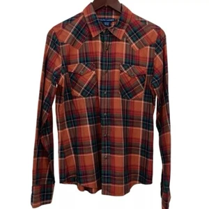 NWT VTG Ralph Lauren 90s Red Rustic Country Western Preppy Snap Flannel Sz 12 - Picture 1 of 13