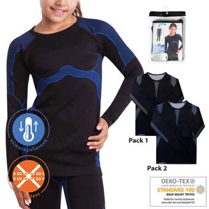 Gomati Kinder Thermo Hemd seamless Funktionswäsche schnelltrocknend Schwarz - Bild 1 von 7